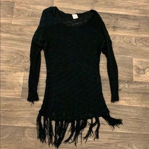 Fringe black tunic